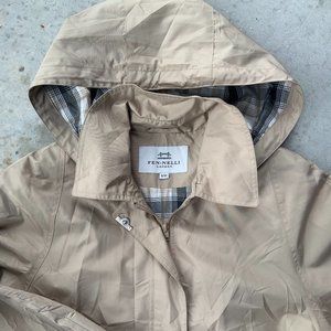 Women's Beige Fen-nelli London Trench Rain Jacket Coat Windbreaker